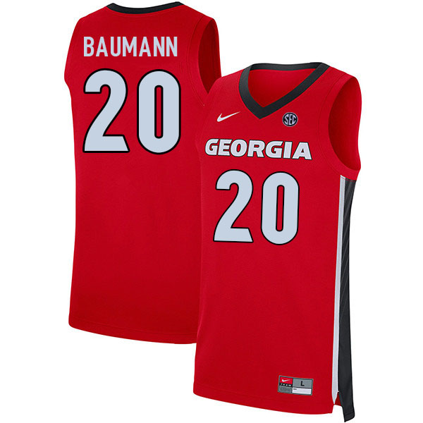 Men #20 Noah Baumann Georgia Bulldogs College Basketball Jerseys Sale-Red
